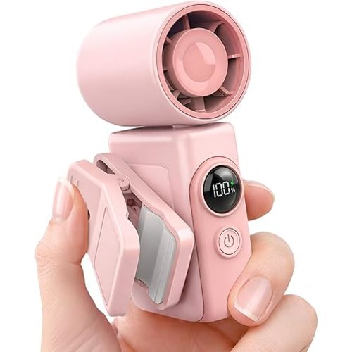 Hotsales Clip-On Portable Fan, 13500 RPM Rechargeable Handheld Mini Fan with LED Display, 360° Rotating Detachable Clip, Stroller Fan for Baby, Compact Travel Essentials/Lash, Summer Gifts for Women