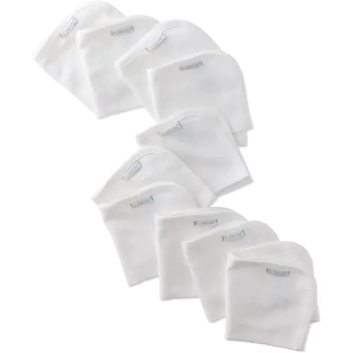 River 10-Pack Baby Terry Washcloths 100% Organic Cotton Absorbent for Baby and Toddler Boys & Girls, White, One Size