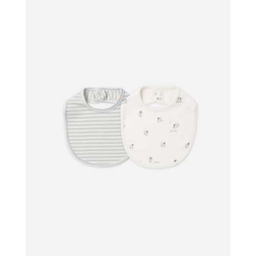 Jersey Snap Bib, 2 Pack Sheep, Cloud Stripe