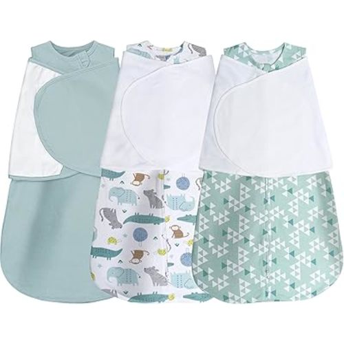 Baby Sleep Sack Swaddle 3 Pack, 3-Way Adjustable, Organic Cotton