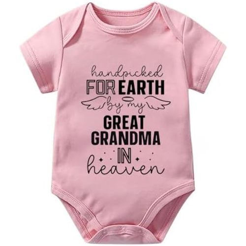 Handpicked for Earth By My Great Grandma in Heaven Baby Clothes Short Sleeve Baby Romper Newborn Oufits