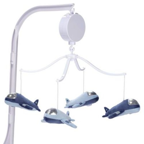 Bedtime Originals Little Aviator Airplane Musical Baby Crib Mobile Soother Toy - Blue