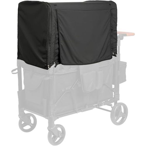 Full Coverage Wagon Canopy Customized for Wonderfold W4 Luxe Elite, Water-Resistant and Windproof, 2-in-1 Sunshade & Mosquito Net, All-Season Use for Strolls