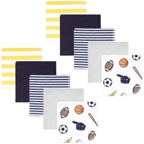 Hudson Baby Infant Boy Flannel Cotton Washcloths, Sports Fan 10 Pack, One Size