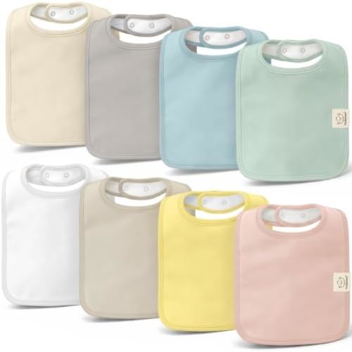 KeaBabies 8-Pack Organic Baby Bibs for Boys, Girls Drool Bibs (Dawn)