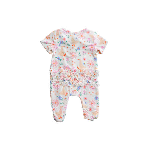 Ruffle Zipper Footie in Loosey Goose | Caden Lane