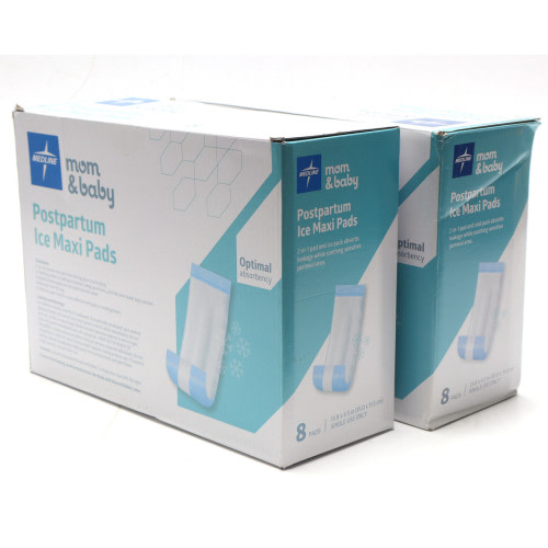 Medline Mom and Baby Postpartum Ice Maxi Pads, 2x8 packs