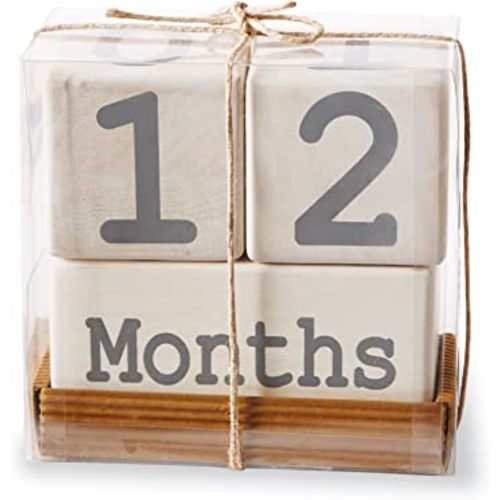 Mud Pie Milestone Blocks, White/Blue