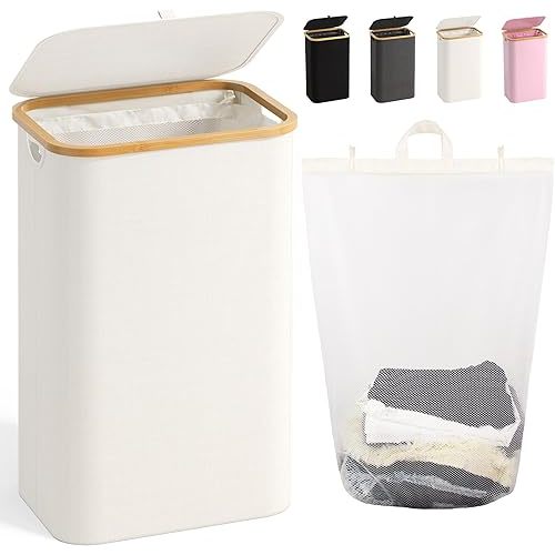 100L Laundry Hamper with Lid, Beige