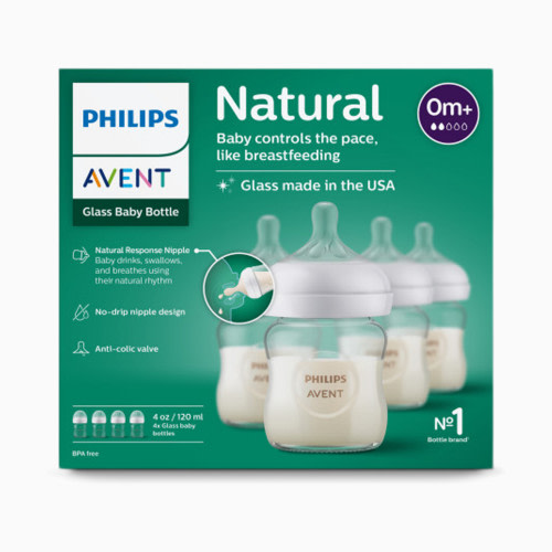 Glass Natural Baby Bottle with Natural Response Nipple - 4 Oz