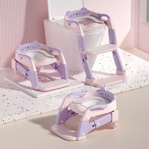 3-In-1 Potty Training Seat & Training Toilet & Potty Chair, Height Adjustable Toddler Toilet Seat For Kids Boys Girls, Foldable Potty Training Toilet With Splash Guard And Anti-Slip Steps