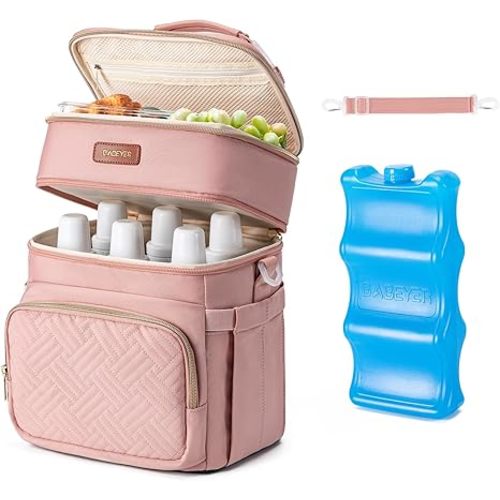 Breastmilk Cooler Bag with Ice Pack Fits 6 Baby Bottles Up to 9 Ounce