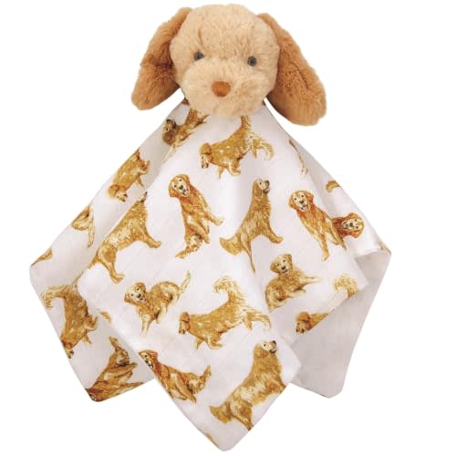 Mud Pie Golden Retriever Woobie Lovey Blanket, Plush Baby Security Blanket with Minky Lining