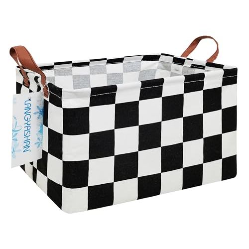 LANGYASHAN Rectangular Storage Bin Collapse Canvas Fabric Cartoon Storage Basket with Handles for Organizing Home Kitchen Boys and Girls Toys Office Closet Shelf Baskets (Rec-Racing flag)