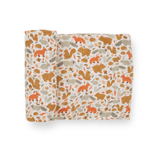 Cotton Muslin Swaddle Blanket - Fall Friends