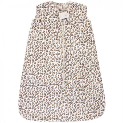 Hudson Baby Infant Girl Plush Sleeping Bag, Sack, Blanket, Cream Leopard, 6-12 Months