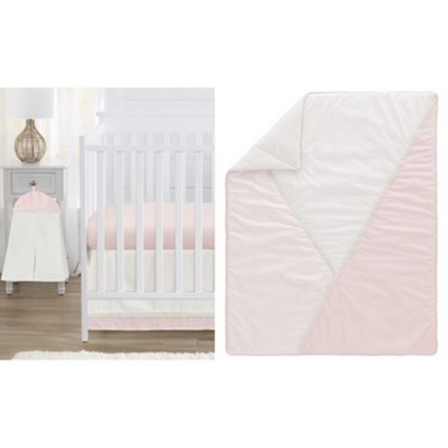 Sweet Jojo Designs Girl Baby Crib Bedding Set - Pink and Off White Boho Color Block Pink and White 4pc