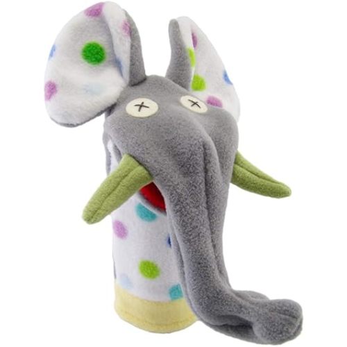 Cate & Levi Party Elephant Hand Puppet with Movable Mouth - Montessori Toys for 1 Year Old - Made in Canada - Eco Friendly Polar Fleece - with Movable Mouth