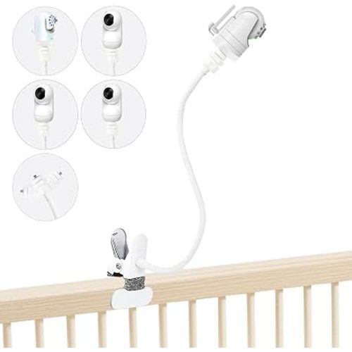 Baby Monitor Mount Holder Compatible with Infant Optics DXR-8/DXR-8 Pro, Momcozy BM01/BM03/BM04 and Other Cameras with 1/4" Threaded Hole, 16 inches Flexible Clip Clamp Mount Without Tools