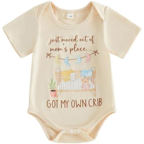 Canis Infant Newborn Baby Boys Girls Funny Letters Bodysuit Short Sleeve Neutral Baby Announcement Romper