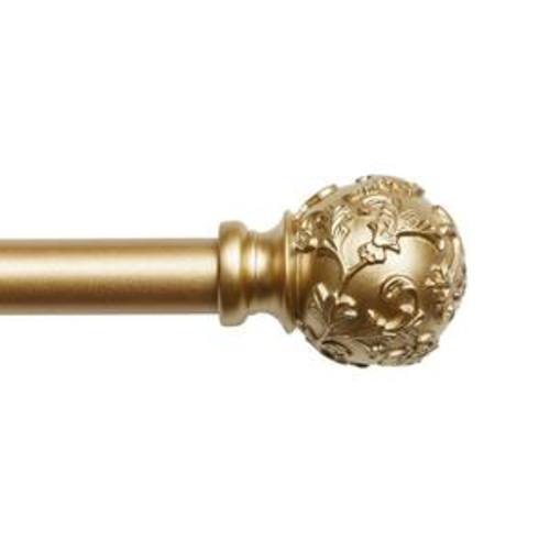 Vine 36 in. - 72 in. Adjustable Length 1 in. Curtain Rod Kit Gold with Finial