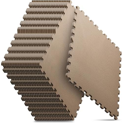 Home Gym Mat, Puzzle Exercise Mat, EVA Interlocking Foam Floor Tiles for Home Workout Equipment and Kids' Play Areas - Blue, 24 in x 24 in x ½ in - (Brown, 24 Pack(96 SQ FT))