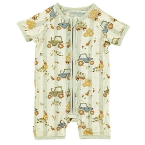 Tractor Trails Bamboo Short Romper