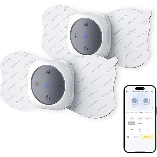 Comfytemp Wireless TENS Unit Machine for Pain Relief, FSA HSA Eligible TENS Unit Muscle Stimulator with Two Sets, Up to 30 Modes TENS Device for Back Pain, Rechargeable Portable with APP Control