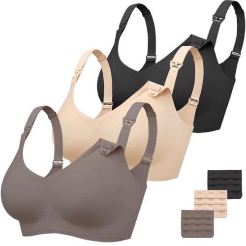 Vinfact 3 Pack Nursing Bras for Breastfeeding Comfort Maternity Bras for Pregnancy Wireless Seamless Breastfeeding Bras