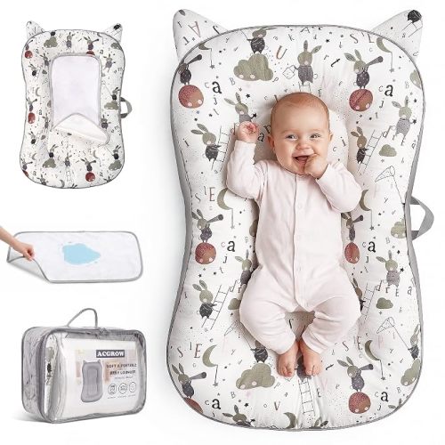 Baby Lounger for Newborn 0-24 Months, Cotton Infant Support Cushion