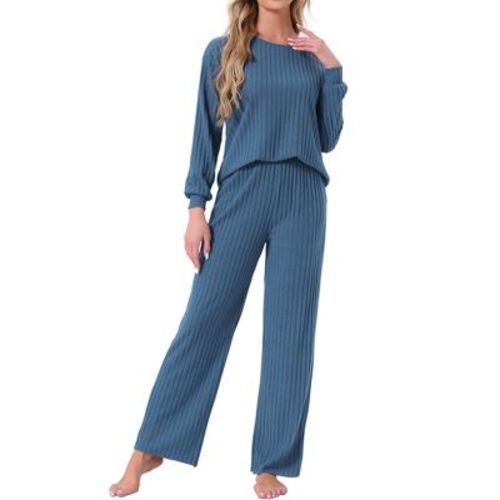 INSPIRE CHIC Womens Ribbed Knit Fuzzy Pajamas Long Sleeve Top and Pants Outfits Lounge Sets