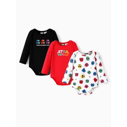 Star Wars Baby Boy 3pcs Childlike Round Neckline Longsleeves Rompers Multi-color