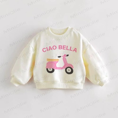 CIAO BELLA Baby Toddler Cream Car Sweatshirt