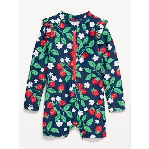 Printed Zip-Front Rashguard Romper Swimsuit for Toddler & Baby
