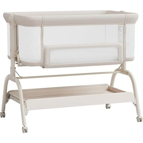 Baby Bassinet Bedside Sleeper, 3-in-1 Newborn Crib with Soft & Breathable Mattress, 6 Adjustable Heights & Anti-Reflux Incline, Breathable Mesh – ASTM & CPSC Certified