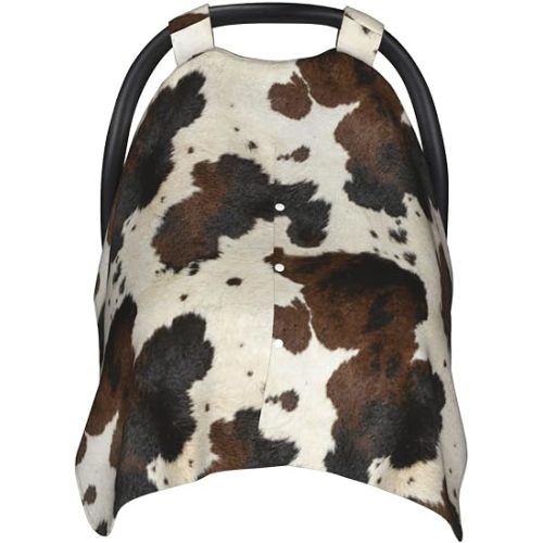 Western Baby Car Seat Canopy Stroller Cover, Brown Cowhide Print Baby Stuff