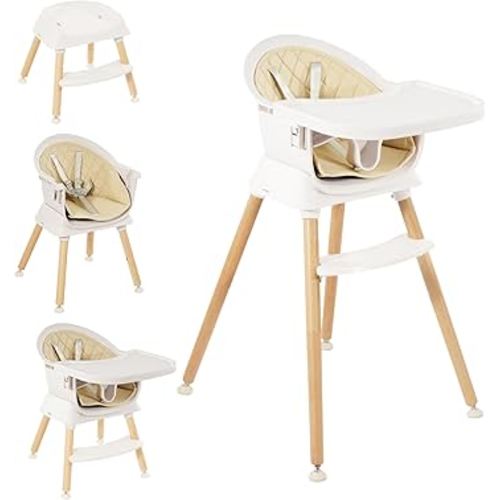 Adjustable Kid's Dining Chair, Sturdy Wooden High Chair with Non-Slip Feet, Study Chair with Height-Adjustable Legs for Toddlers