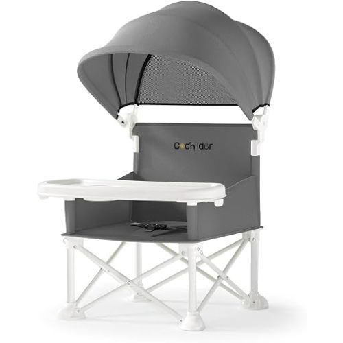 Cochildor 4-in-1 Portable Baby Chair, Foldable Toddler Booster Seat, Gray