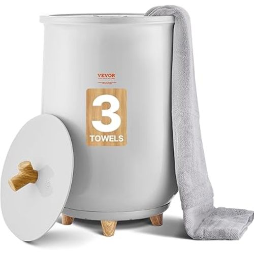 VEVOR Towel Warmers for Bathroom, Towel Warmer Bucket Auto Shut Off for Spa Fits up to 3 Oversized Towels, Blankets, Clothes, Bathrobes, PJ's and More, Gray