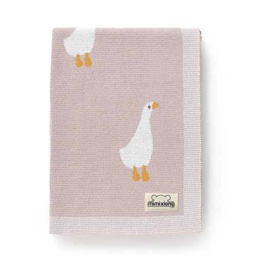 mimixiong Baby Blanket Knit Receiving Boys Girls Cute Goose Blanket | Soft Cotton Neutral Blanke for Swaddle Crib Stroller 30x40 Inch pink