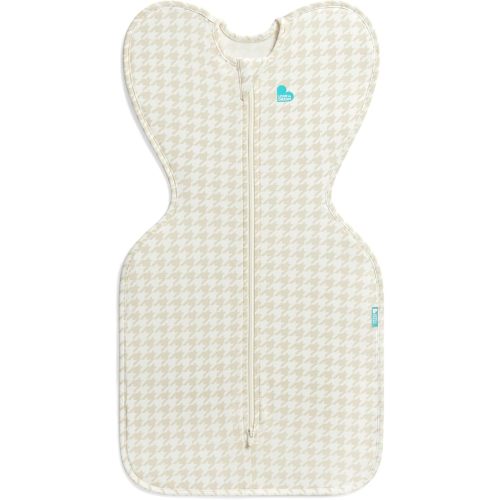 Love to Dream Swaddle UP, Sleep Sack 0-3 Months, Self-Soothing, Improves Sleep, Secure Fit Helps Calm Startle Reflex, Baby Essentials Must Haves Newborn, 1.0 TOG, Small 8-13 lbs, Tan Houndstooth