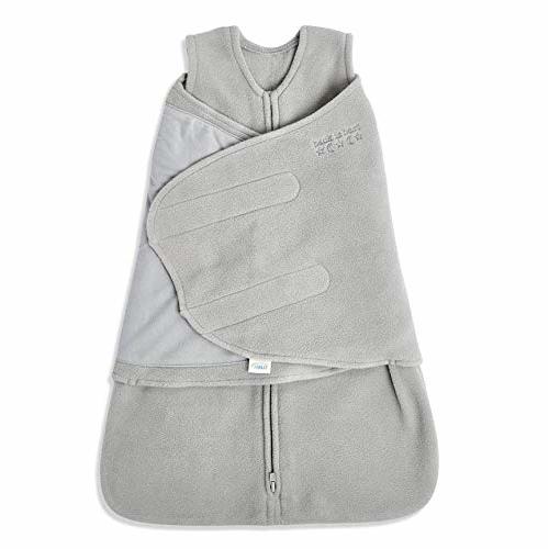 HALO Micro Fleece Sleepsack Swaddle, 3-Way Adjustable Wearable Blanket, TOG 3.0, Grey, Small, 3-6 Months