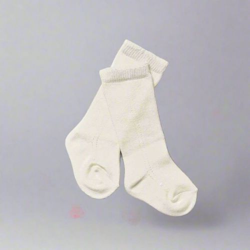 Little Love Bug Company Eyelet Knee High Sock Vanilla Cream Size 0-12m 2 Pack