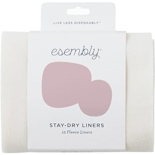 Esembly Cloth Diaper Stay-Dry Fleece Diaper Liner, Moisture-Wicking, Keeps Baby Dry, Prevents Staining, Protects Diaper, Easier to Clean, Washable, Reusable, Super-Soft, 12-Pack, One Size