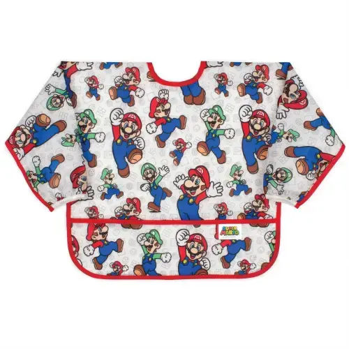 Nintendo Sleeved Bib for Baby & Toddler 6 to 24 months – Mario | Bumkins Baby