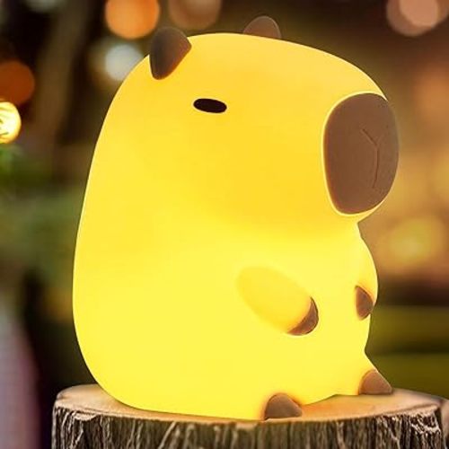 Cute Capybara Night Light, Squishy Capibara Lamp,Novelty Animal Light ,Dimmable/Timer Nursery Nightlight , Rechargeable Touch Bedside Lamp, Bedroom/Dorm Decor,Capybara Gifts for Kids Baby Boys Girls
