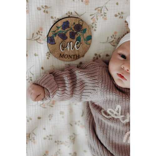 Floral Baby Milestone Discs: 3D Wooden Photo Props