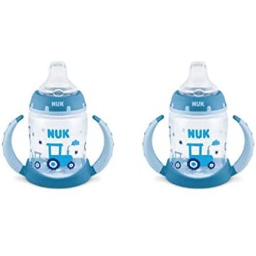 NUK Learner 5 ounce Sippy Cup, 5 Ounce (Pack of 2), Blue Tractors