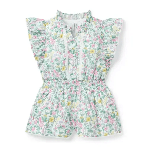 Girl White Floral Floral Ruffle Romper by Janie and Jack