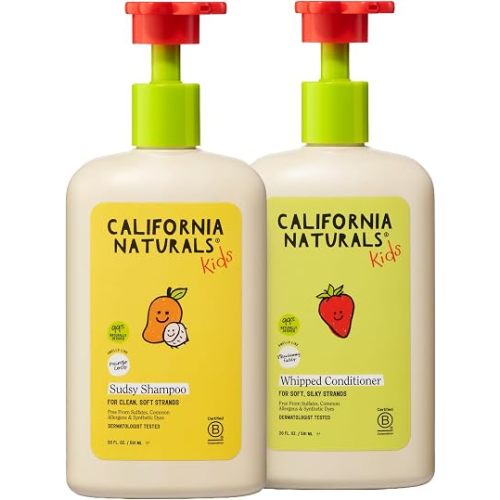 California Naturals Kids Shampoo & Conditioner Set with Vitamin B5, Aloe Vera and Shea Butter, Sulfate Free, Paraben Free, All Hair Types, 20 oz